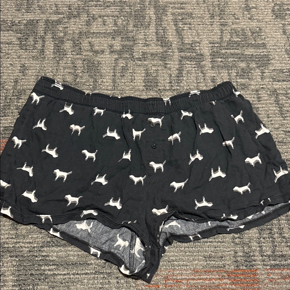 PINK Victoria's Secret Black and White Dog Print Shorts